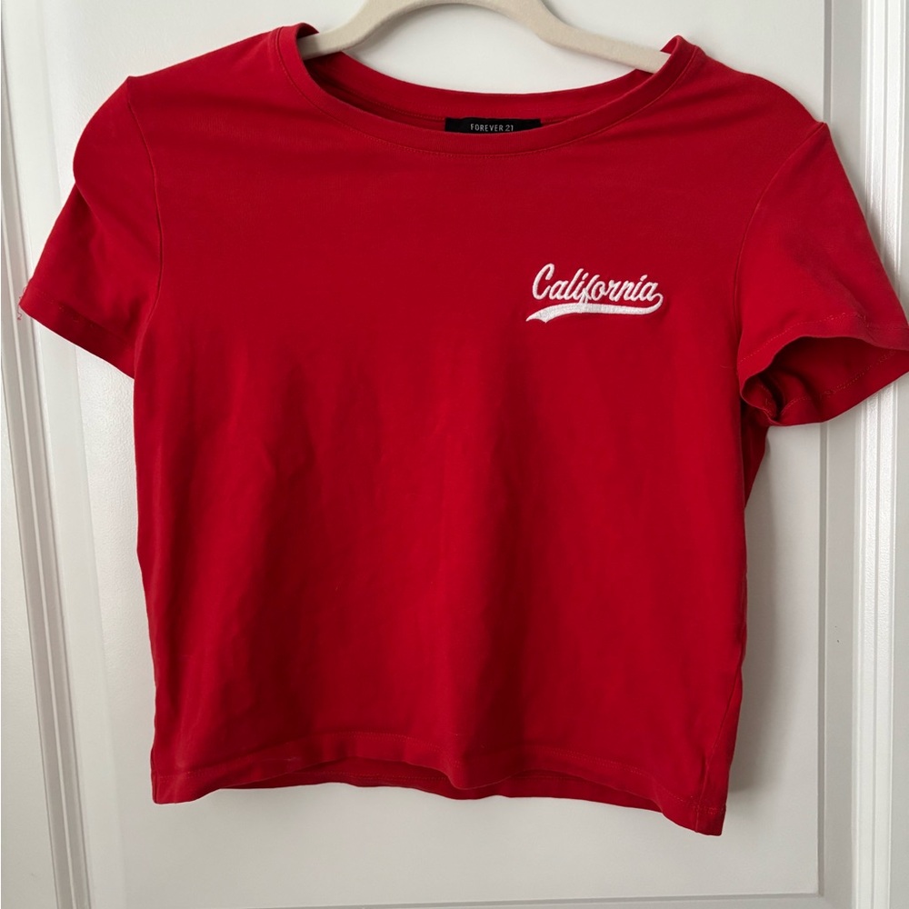 Forever 21 Red California Short Sleeve Tee